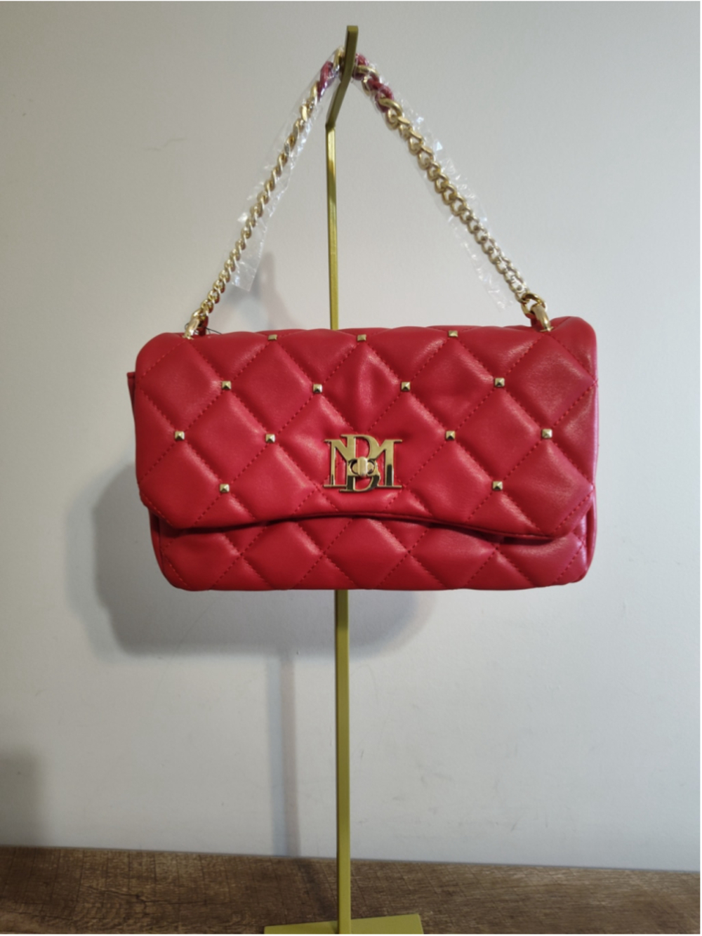 Women's Badgley Mischka Quilted Crossbody Bag, Red and Gold, One Size